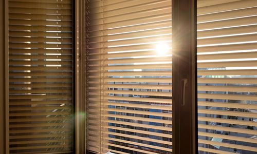 © Gina_Sanders_stock.adobe.com Das Foto zeigt ein Fenster mit außenliegendem Sonnenschutz